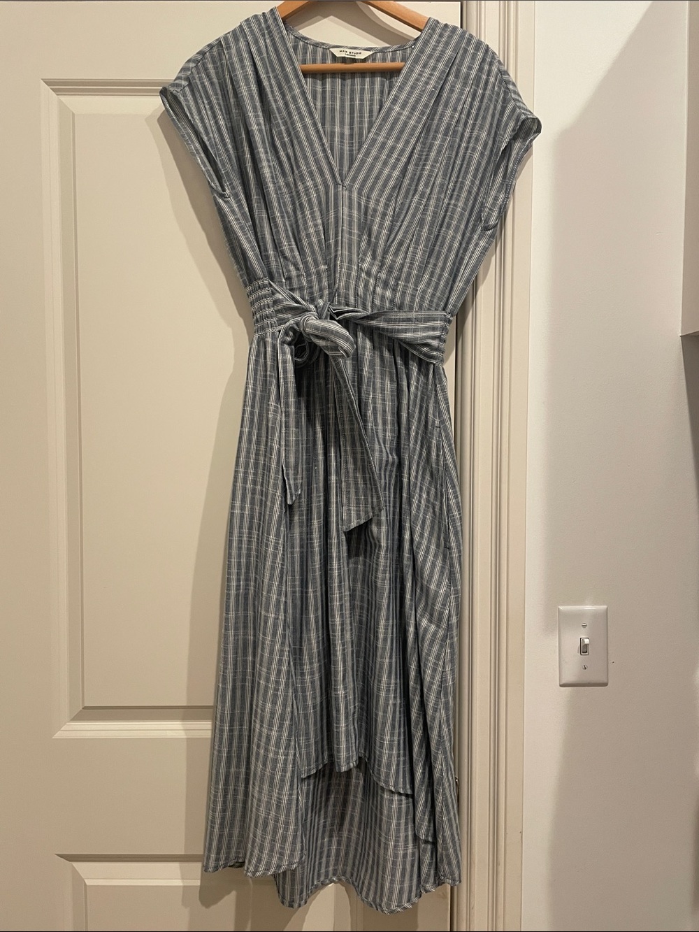 Max Studio Blue and White Striped Midi Dress - Picture 1 of 3